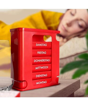 Kerpers 7-Day Pill Organizer | Made in Germany | 4-Compartment Medicine Box for Tablets & Supplements (2 Pack - White/Red) - Buy Online on GoSupps.com