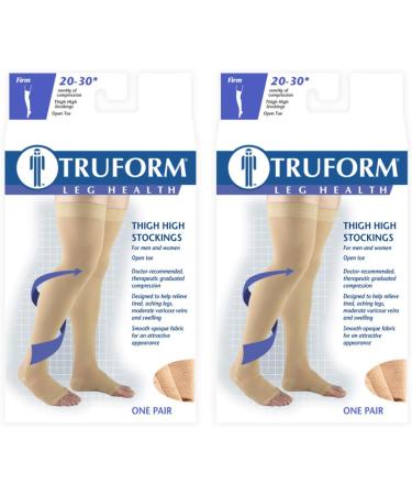 Buy Truform Compression Thigh High Stockings 20-30 mmHg Open Toe - Beige Small (Pack of 2) for International Shipping - Best Knee Support & Comfort - Buy Online on GoSupps.com