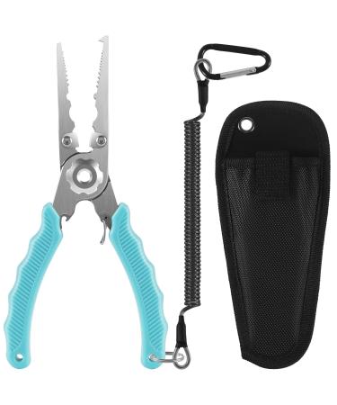 Rakiyada 7.5 Inch Fishing Pliers Saltwater, Multi-Functional Fishing Gear as Split Ring Plier Line Cutter Hook Remover, Ice Fishing, Fly Fishing Tools, Fishing Gifts for Men