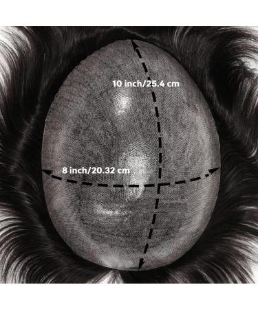 Zakya Hair System for Men Thin Skin Men's Toupee 100% Human Hair Men's Hairpieces 8x10 Inches Base Size Hair Replacement System for Men (Off Black 1B#+10% Grey Hair) - Buy Online on GoSupps.com