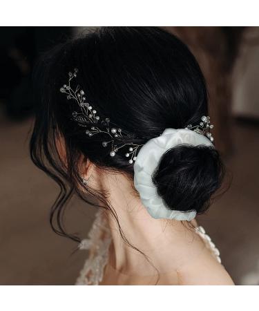 10-Piece Dark Pink and White Bridal Hair Scrunchies Set - Satin Bridesmaid Hair Ties for Wedding Accessories - Buy Online on GoSupps.com