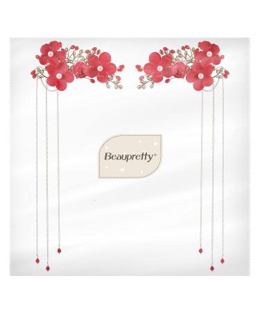 Beaupretty Bridal Tassel Hairpins | Flower Pearl Rhinestone Chinese Style Hair Clip | Wedding Hair Accessories - Red - Buy Online on GoSupps.com