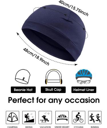 Syhood 4-Pack Cotton Skull Caps for Men & Women - Soft Beanie Sleep Hats in Black, Gray, Army Green, Navy Blue - Stretchy Helmet Liner & Multifunctional Headwear - Buy Online on GoSupps.com