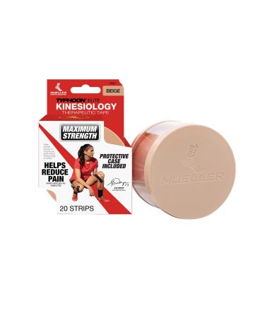 Mueller Sports Medicine Typhoon Elite Kinesiology Therapeutic Tape Pre-Cut I-Strips Beige 20 Count