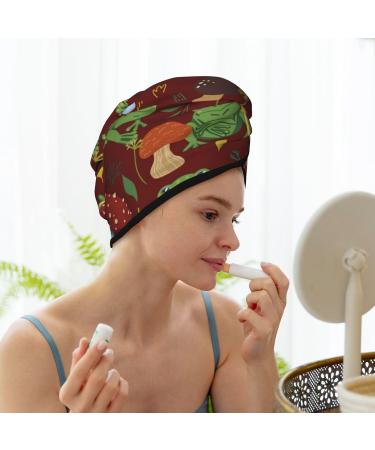 Frogs and Mushrooms Microfiber Hair Towel | Super Absorbent Coral Velvet Wrap for Long Curly & Thick Hair - Quick Drying Hair Cap for Women - Buy Online on GoSupps.com