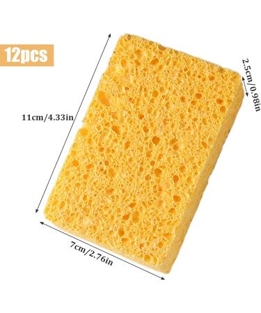 Dish Sponge 12Pcs Non-Scratch Scrub Sponge Absorbent Kitchen Sponges Quick Foaming Dish Scrubber Pads for Effortless Cleaning Dishes Pots Yellow - Buy Online on GoSupps.com