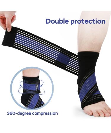 Ankle Brace for Men & Women - Compression Sleeve & Wrap for Sprained Ankle & Achilles Tendonitis - One Size Blue - Buy Online on GoSupps.com
