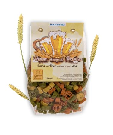 Close Up Beer pasta | with 2 different patterns & in 3 colors | made with durum wheat semolina colored with tomatoes and spinach | vegan | made in Italy | 250 g