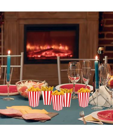 100 Pcs Popcorn Boxes Mini Paper Popcorn Box Container for Movie Night Decorations White and Red Stripes in Popcorn Concession Equipment & Supplies - Buy Online on GoSupps.com