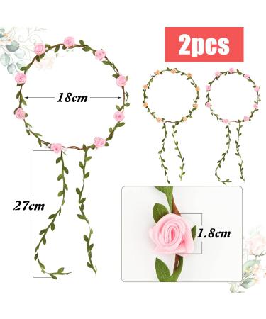 Buy Blessing 2Pcs Boho Flower Wreath Hair Crown - Pink Roses Headband for Brides Weddings & Parties - Perfect for Girls & Special Occasions - Buy Online on GoSupps.com