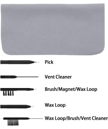 6Pcs Hearing Aid Cleaning Tool Kit - Multi-Functional Brushes, Wax Loop, Vent Cleaner, Steel Pick, Microfiber Cloth - Universal - Buy Online on GoSupps.com