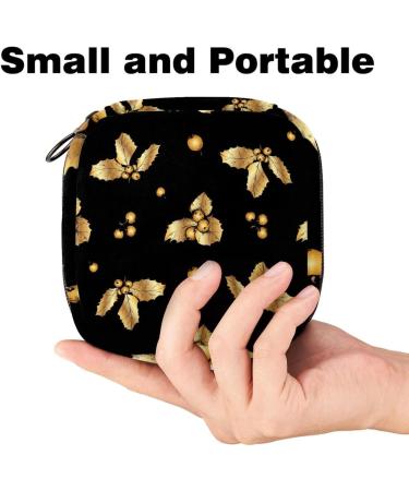 MUOOUM Sanitary Napkin Storage Bag - Golden Christmas Holly Berry Design - Menstrual Cup Pouch - Portable Menstrual Pads Storage Bag - Feminine Menstruation First Period Bag for Teen Girls & Women - Buy Online on GoSupps.com