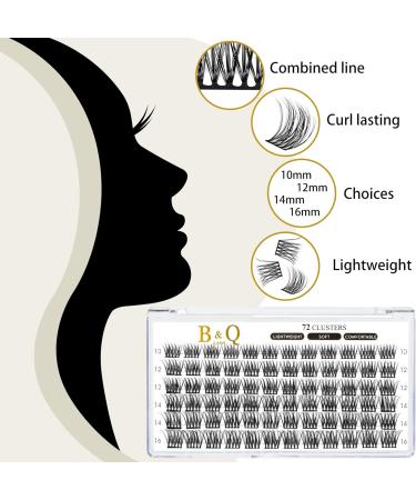 D Curl 10mm 72 Clusters B&Q Lash Clusters for DIY Volume Eyelash Extensions - Soft Wispy Cluster Eyelash Extensions, D-10mm B11 - Buy Online on GoSupps.com