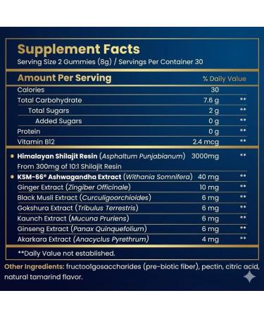 Sages Of The Ages Pure Himalayan Shilajit Gummies 3000 mg with KSM-66 Ashwagandha Ginseng & Mucuna Pruriens 78% Fulvic Acid & 85 Trace Minerals Energy Stamina & Wellness Support 60 Gummies - Buy Online on GoSupps.com