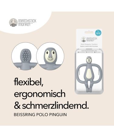 Match Stick Monkey Antimicrobial Bite Ring - BPA-Free Teething Aid & Gel Applicator for Gums - Animal Motif Polo Penguin - Safe from 3 Months - Buy Online on GoSupps.com
