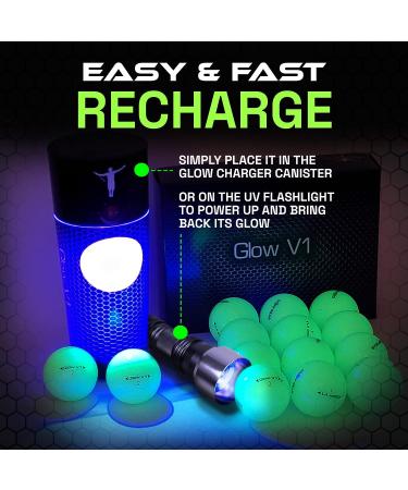 GlowGear Golf GlowV1 Night Golf Balls - Full Compression Core - Ultra Bright Glow - Men and Women - 12 or 6 Count Pack - UV Light Source Required - Buy Online on GoSupps.com