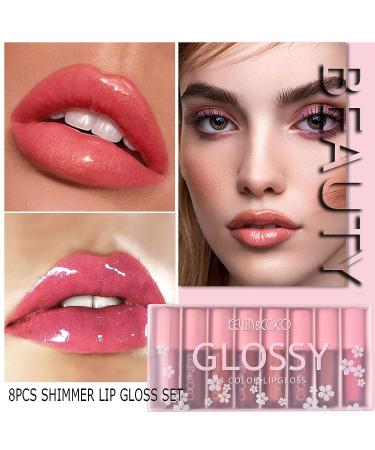 HONGZHUANG 8PCS High Shimmer Liquid Lip Gloss Set - Glitter Nude Lipstick Kit for Full & Charming Lips - Moisturizing Gift Box for Women and Girls - Buy Online on GoSupps.com