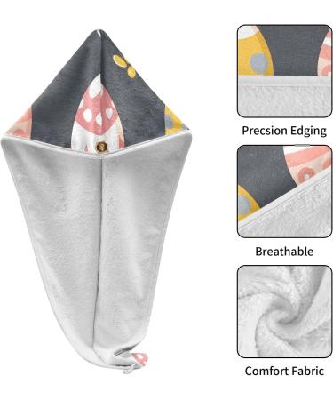 Easter Egg Grey Hair Towel 2 Pack - Super Absorbent Quick Dry Turbans for Women & Girls | Hair Drying Head Towels with Button Wrap - Buy Online on GoSupps.com