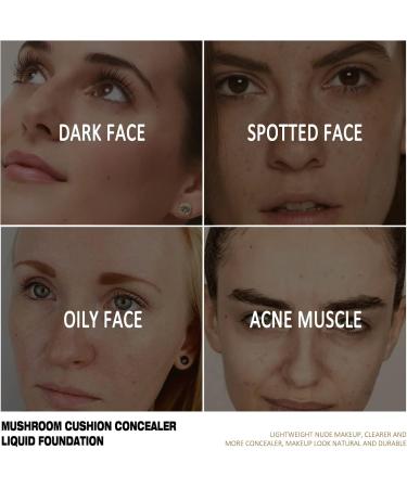 Mushroom Head Air Cushion CC Cream BB Cream Moisturizing Concealer Moisturizing BB Cream Makeup Base Long Lasting with Mushroom Makeup Sponge Easy to Apply Round (Natural) - Buy Online on GoSupps.com