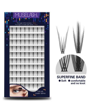 Buy MUSELASH Fishtail Tall Lash Clusters | 410pcs Natural Look Eyelash Extensions (12mm-16mm) - Reusable & Long Lasting - Buy Online on GoSupps.com