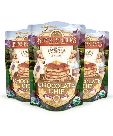 Birch Benders Organic Pancake and Waffle Mix, Whole Grain, Non-GMO, Chocolate Chip, 1 Pound (Pack of 3)