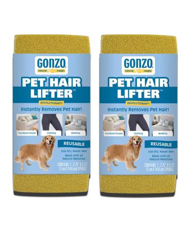 Gonzo Pet Hair Remover - 2 Pack - Lift and Remove Dog, Cat and Other Pet Hair from Furniture, Carpet, Bedding and Clothing