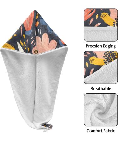 Flower Graffiti Hair Towel 2 Pack | Super Absorbent Quick Dry Hair Turbans for Women & Girls - Buy Online on GoSupps.com