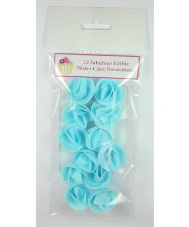 12 Blue Roses- Beautiful Edible 3D Wafer Cake Decorations - Buy Online on GoSupps.com