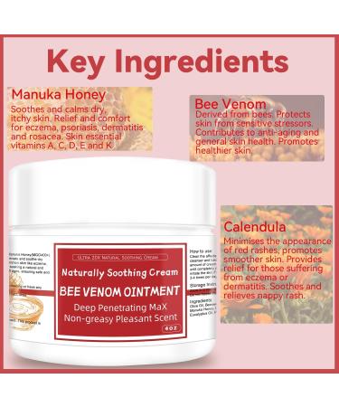 Max Strength Bee Venom Cream Natural Organic Soothing Treatment for Psoriasis Rash Jock Itch Stubborn Ringworm Itchy Dry Skin - All Body Skin for Children & Adults 4 Fl Oz (Pack of 1) - Buy Online on GoSupps.com