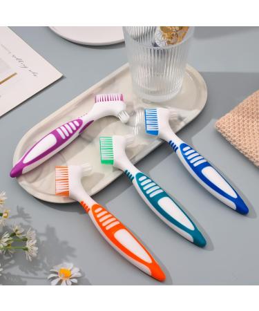 Caromoriber House 4Pcs Denture Brush Dual Head Toothbrushes Portable Denture Brush with Soft Bristles and Dual Angled Hard Denture Cleaning Brush for Denture Care Denture Toothbrush - Buy Online on GoSupps.com