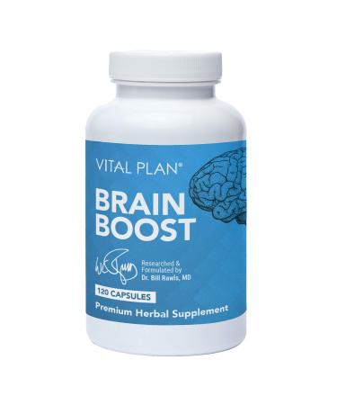 Vital Plan Brain Boost Supplement by Dr. Bill Rawls  Brain Boosting Capsules w/ Lions Mane, Cats Claw, Bacopa, Sensoril Ashwagandha & Ginkgo Biloba