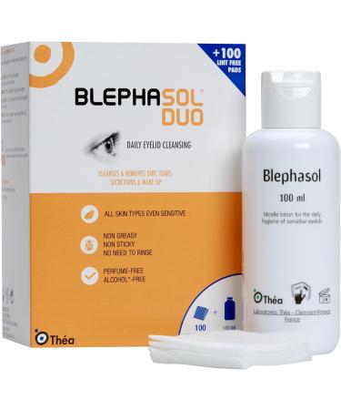 THEA PHARMA Blephasol Duo 100ml Eyelid Cleansing Micellar Lotion with 100 Cotton Pads | Preservative-Free Formula for Daily Eye Care | Ideal for Contact Lens Users - Buy Online on GoSupps.com