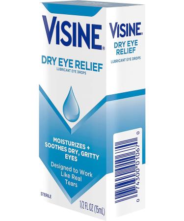 Visine Dry Eye Relief Lubricant Eye Drops | Moisturize & Soothe Irritated Eyes | Polyethylene Glycol Formula | 0.5 fl. oz - Pack of 1 - Buy Online on GoSupps.com