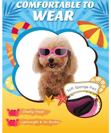 Lewondr Sunglasses for Dogs - UV Protection Windproof & Waterproof Glasses with Adjustable Band for Small Dogs - Pink - Buy Online on GoSupps.com