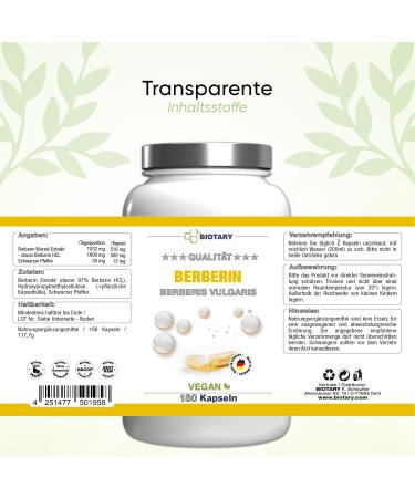 Premium Berber 1000 mg - 180 Vegan Capsules 3-Month Supply High Dose Berberis Vulgaris No Magnesium Stearate - Buy Online on GoSupps.com