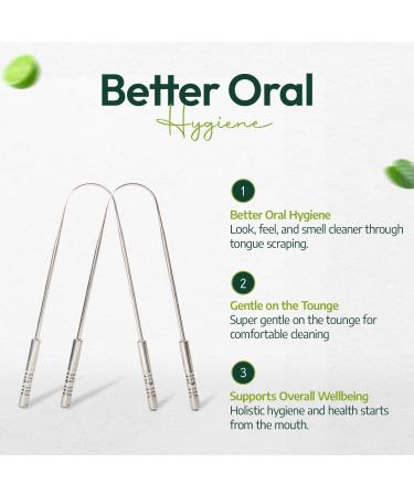 Metal Tongue Scraper - Stainless Steel Tongue Cleaner Tool for Fresh Breath- U-Shaped Travel Tongue Scraper with Flexible Design (2 Pack U-Shape Scraper) - Buy Online on GoSupps.com