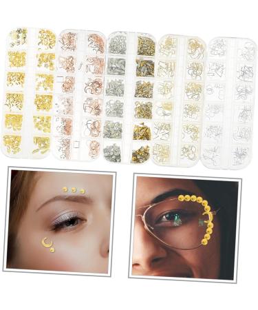 WOFASHPURET 5 Boxes Metal Nail Decoration Nail Art Supplies Nail Art Decor Nail Craft Decors Nail Charm Glue Rhinestone for Nails Nail Art Studs Diy Nail Charms Nails Gems Suite Hollow Out - Buy Online on GoSupps.com