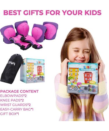 Kids 6-in-1 Protective Gear Set - Ages 3-6 Toddler & 5-8 Kids - Knee Pads, Elbow Pads, Wrist Guard - Rose Pink Small - for Cycling, Skateboarding, Roller Skating, Scooter, Ski Sports - Buy Online on GoSupps.com