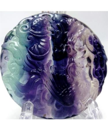 Natural Crystal Rough Natural Crystal Rough Natural Crystal Gemstone Colored Fluorite Carved Animal Dragon Phoenix Crystal Statue Exquisite Decoration 1 pc Fluorite 1.65in