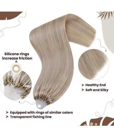 Hetto Microring Extensions - Real Hair Blonde & Ash Highlights | 35cm 50g Remy Microring Extensions #P18/613 #18/613 - Buy Online on GoSupps.com