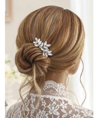 Catery Crystal Bride Wedding Hair Comb with Rhinestone - Silver Bridal Side Combs for Women - Buy Online on GoSupps.com