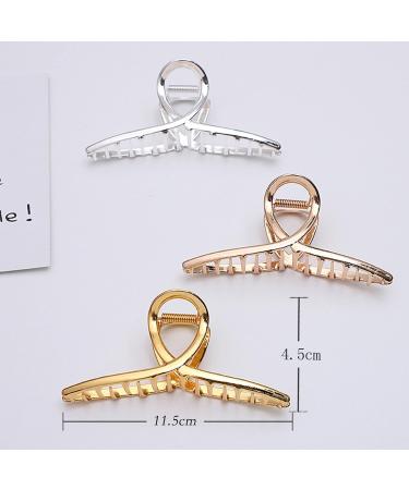 Pack of 3 Metal Non-Slip Hair Claw Clips for Women & Girls Perfect for Thick & Thin Hair - Buy Online on GoSupps.com
