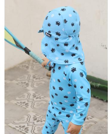 weVSwe Baby Toddler Sun Hat UPF 50+ Swim Cap Flap Neck Protection Adjustable Chin Straps Blue Crab 12-24 Months - Buy Online on GoSupps.com