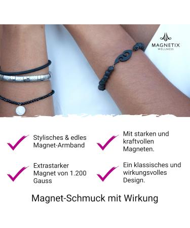 Magnetix Wellness Magnetic Bracelet Maori Hei-Matau | Elastic Lava Bead Bracelet with Magnet | Matte Black Magnetic Jewelry | XL Fragrance Saver - Buy Online on GoSupps.com