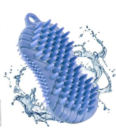 Silicone Body Scrubber Scalp Scrubber  Silicone Hair Brush for Men Women Kids Pets  Easy Exfoliation  Dandruff  Durable Shower Scrubber That Does Not Breed Bacteria(Blue) 