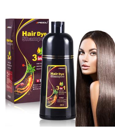 COSMTEK MEIDU Dark Brown Hair Dye Shampoo for Gray Hair  Semi-Permanent Hair Color Shampoo for Women and Men  Herbal Ingredients  3 in 1- 100% Grey Coverage(17.6 Fl oz)