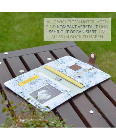 Love My Baby Mother Pass Cover | Document Bag for German Mother Pass | U-Booklet Organizer with Magnetic Lock & 7 Subjects | Eucalyptus (White-Mint) - Buy Online on GoSupps.com