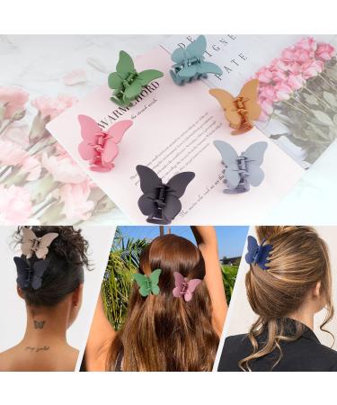 6 PCS Butterfly Hair Clips for Women - Matte Hair Clips for Thick, Curly Hair - Strong Hold Hair Jaw Clips in Black, Pink, Green, Blue, Grey, Khaki - Buy Online on GoSupps.com