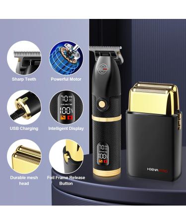 Professional Men's Hair Trimmer and Foil Shaver Kit | Cordless Clippers with LCD Display | Black Gold Zero Gapped Hair Trimmer | Perfect Gifts for Men - Buy Online on GoSupps.com