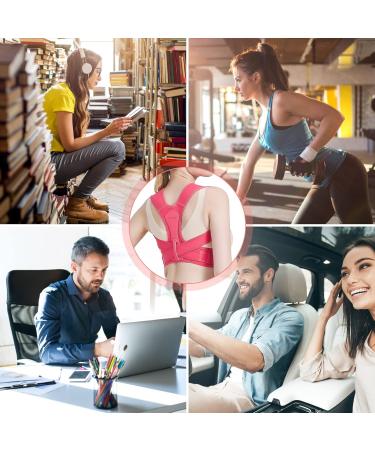 Adjustable High-Up Correction Back Support for Men & Women - Pain Relief for Neck Shoulders & Upper Back - Rose Red - Buy Online on GoSupps.com